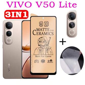 适用于 VIVO V50 Lite 的陶瓷软膜三合一屏幕保护膜，兼容华为、OPPO、VIVO、IQOO、Realme、Transsion、Redmi、Honor 和智能手机型号