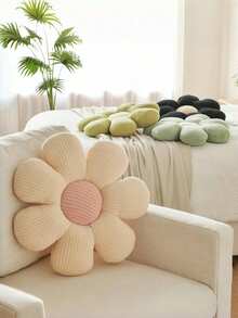 Flower Shaped Throw Pillow,Soft Daisy Pillow With Decorative Pillows For Bed Couch Chair Floor, Flower Plush Pillows For Living Room Bed Room Seat Cushion - Beige Powder Core - View 3