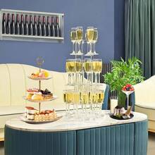 1pc 4-Tier Acrylic Champagne Tower, Minimalist Round Acrylic Champagne Display Rack, Stemware Organizer, 3-Tier Floating Rim Wine Glass Holder, Suitable For Birthday, Party, Wedding, Celebration, 11.8x11.8x25.59 Inches - Transparent - View 6