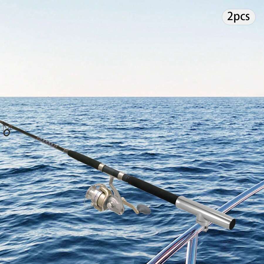 2Pcs Fishing Rod Holder 360° Rail Mmount Fishing Rod Holder, 304 Stainless Steel Fishing Rod Holder With Allen Key - Silver - View 1