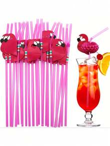 10-100pcs Honeycomb Flamingo Pineapple Decorative Paper Straws, Vibrant Flamingo-Shaped Plastic Straws For Hawaiian Beach Party Decorations, Colorful Tableware, And Fun Holiday Celebrations - Durable, Reusable, And Easy To Clean - Perfect For Outdoor Events And Themed Parties - Multicolor - View 1
