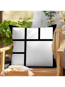 4pcs Set Modern Square Pattern Throw Pillow Covers, Soft & Skin-Friendly Polyester, Contemporary Style Home Decor For Living Room Sofa, 18"X18", Zippered Design - Inserts Not Included