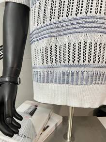 Polo shirt en tricot rayé ajouré pour homme