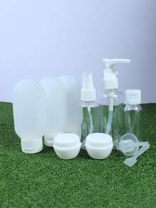 Travel Refillable Bottle Set Spray Lotion Shampoo Shower Gel Tube Bottling Cosmetic Empty Liquid Container Portable Tool Refill - White - View 2