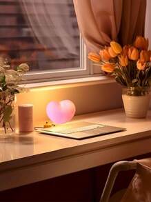 1pc Pink Heart-Shaped Night Light Baby Light, Cute And Romantic Pink Heart-Shaped LED Plastic Night Light Bed Lamp, Available In S And M Sizes, Used For Bedroom Decoration, Children's And Baby Room Decoration Night Light Bed Lamp Baby Light