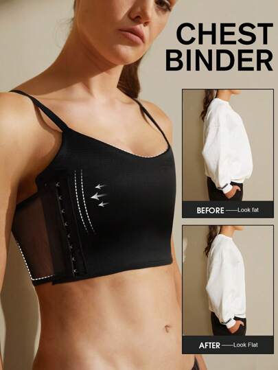 1pc Women Elastic Compression Sports Bra, Minimizing Bust, Seamless Shaping Vest Camisole