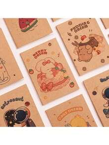 10pcs/30pcs/50pcs Mini Cartoon Notebook, Portable Kraft Paper Diary, Ideal School Reward Gift, Suitable Student Small Prize Notebook, Back To School Supplies, Thanksgiving, Student Stationery, Halloween, Christmas, New Year Gift - Multicolor - View 6