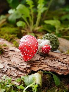 1 pieza de decoración de ornamento de resina con simulación de pequeña flor carnosa en forma de hongo para maceta, jardín, patio, balcón, bonsái y micro paisaje