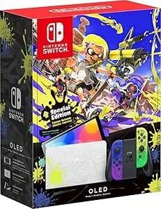  Nintendo Switch OLED，渐变蓝、渐变黄和黑色，香港版，适合家庭，休闲娱乐（Splatoon 3 限量版）