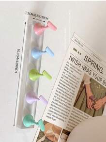1 Set Base rectangular transparente sólida de acrílico + 5 puntas de uñas de color macarrón, Suministros de decoración de uñas, Soporte de exhibición de práctica, Accesorios de fotografía