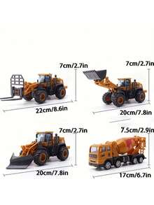 1pc Kids Construction Vehicle Toy Set - Manual And Pull-Back Plastic Excavator And Loader, Black And Brown, Suitable For Children 3-6 Years Old - Fun Christmas And Halloween Gifts,Back To School - Yellow - View 9