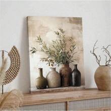 1 pieza, decorada con olivos vintage en jarrones, arte en lienzo colgante, adecuado para decoración del hogar y de la habitación, estilo moderno.