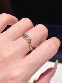 1 pièce Bague ajustable céleste en acier inoxydable pour femme