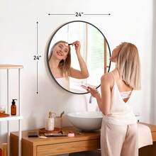 Round Wall Mirror – 20/24/30 Inch Black  Finish For Bathroom Vanity, Bedroom, Entryway | Elegant Modern Decor Accent - màu đen - Xem 9