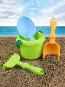 16 件/套儿童软塑料沙滩玩具，包括水桶、铲子、耙子、勺子、动物模具、绿色、粉色、黄色，适合 3-6-12 岁男孩和女孩，沙滩、沙箱、户外游戏、沙滩游戏套装、儿童沙滩玩具、雪铲工具、沙滩桶铲、16 岁女孩、儿童铲