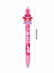 Disney Bolígrafo con botón borrable con estampado de oso rosa 3D de Disney - Útiles escolares estéticos y bonitos para la escuela, graduación, diario, toma de notas | Colección con estilo lindo