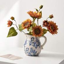 Porcelana w kolorze niebieskim i białym z efektem spękania lodu, lekka, luksusowa dekoracja wazonu ceramicznego, ekskluzywne wrażenie, stół jadalny w salonie, dekoracja wazonu na kwiaty, satysfakcjonujący prezent