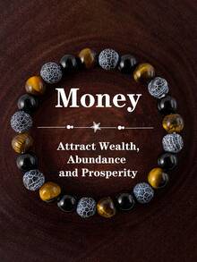 Fashionable Men's Wealth Bracelet With Weathered Agate & Black Agate, Courage, Confidence Retro Meditation Jewelry Gifts, Suitable For Daily Wear - Multicolor - View 9