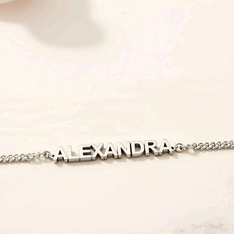 Personalized Jewelry Gift For Her - Gold Cuban Link Name Bracelet - Multicolor - View 12
