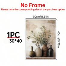 1 pieza, decorada con olivos vintage en jarrones, arte en lienzo colgante, adecuado para decoración del hogar y de la habitación, estilo moderno.