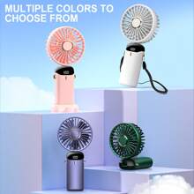 AOYI Ventilatore portatile pieghevole ricaricabile, con base e cinturino da appendere, essenziale per le vacanze, ventilatore manuale estivo da viaggio, 800mAh, 5 velocità regolabili, per ufficio, pendolarismo, campeggio, picnic, escursionismo, spiaggia, zaino, sport