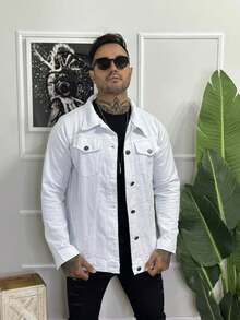Men's Denim Jacket - 白色 - 查看 2
