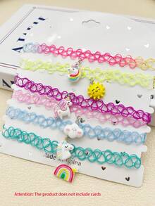 Set de 6 collares con colgantes lindos, collares elásticos, tema de verano de unicornio - A - Ver 4