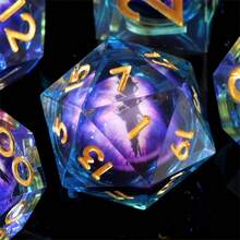 Liquid Core Dice Set - Polyhedral RPG Dice With Longan Design, TTRPG Dice With Multilateral Characters | Art Design | Smooth Dice Edges - Multicolor - View 10