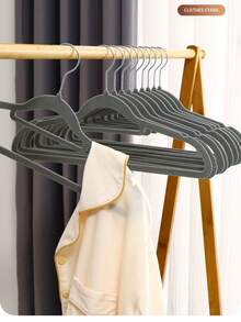 20pcs Flocked Plastic Non-Slip Hangers, Suitable For Clothes Storage, Transparent Clothes Hanging, Adult Clothes Hangers, No Hair Loss, Rotatable, Space-Saving Wardrobe