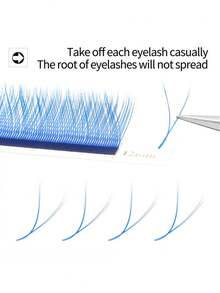 XIUSUZAKI 12 Rows YY Shape Eyelash Extensions Supplies Blue Waved 4D Premade Volume Fans Lashes Fluffy Natural Soft Fals - Blue - View 3