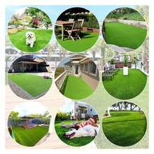 Césped artificial de 0,91 m * 4,88 m, felpudo profesional para mascotas, césped artificial grande para exteriores, terraza y jardín de mascotas, césped artificial con orificios de drenaje, altura del césped 2 cm, color verde claro - 1 m * 5 m - Multicolor - Ver 3
