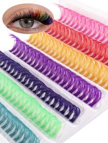 140pcs 7-Color Mixed False Eyelashes, Cluster Lashes, Natural & Thin, Individual Lashes, Suitable For Mother's Day, Music Festivals, Daily Wear, Parties, Stages, DIY Lash Extension At Home - D - View 4