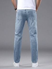 Men's Casual Straight Stretch Denim Jeans With Pockets