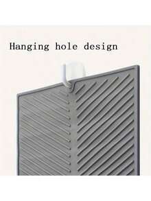 1pc Silicone Dish Drying Mat, Foldable Drain Rack, Large Dish Drainer Mat, Pot Holder, Dishwasher Friendly Trivet, Kitchen Accessories, Non-Slip Kitchen Mats For Sink Side, Natural And Hygienic Kitchen Essential For Home And Kitchen Room Decor, Part Of Your Cozy Fall& Winter Styles And Christmas Decorations - Grey - View 5