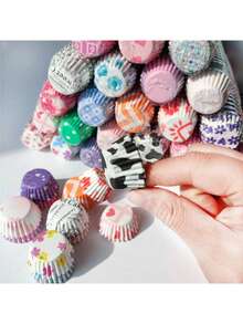 25/50pcs-Cute Mini Thumb Cake Molds, 2.5cm/5cm Cake Baking Paper Cups, Pastry Liners, Baking Paper Cup Cake Cups, Non Stick Paper Cup Cake Racks, Various Patterns, Suitable For Home Kitchens, Dessert Baking Supplies, New Year's And Valentine's Day Gifts, The Best Gift For Family And Friends - Multicolor - View 1