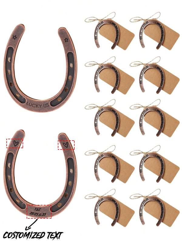 1/5/10pcs Costomized Engraved Lucky Horseshoe Hanger ,With Horseshoe Hanger And Blank Card,Perfect 6th Or 11th Anniversary Gifts,Ideal For Him/Husband, Western Decor, Steel Anniversary Gift For The Couple.Western-Rustic Metal Wall Art Decor-Housewarming