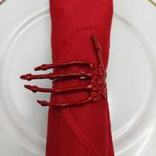 Factory Directly Selling Halloween Ghost Hand Napkin Rings, Red And Black, Simple Ghost Party Napkin Rings, Bulk