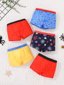 Chatreadl Boys Halloween Boxer Briefs 5 Packs, Underwear Set, Fun Halloween Style Kids Underpants, Soft Stretch Multipack - Multicolor - View 5