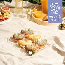 18 bandejas rectangulares grandes de 13x9 pulgadas, bandejas de plástico transparente para servir alimentos, catering, fiestas, bodas y cumpleaños - bandejas resistentes y reutilizables para aperitivos, sándwiches y buffet - Paquete de 18 - Ver 8