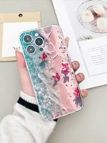 1pc Minimalist High-Transparency Painted TPU Protective Phone Case Compatible With IPhone 16 Pro Max, Galaxy S25 Ultra, Redmi 14C, Moto E22, Pixel 6a 5G Waterproof Shockproof Anti-Fall Scratch Resistant - Multicolor - View 2