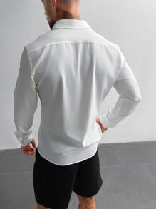 White Men Dress Shirts Solid Color Long Sleeves Button Up Shirt Men,For Office Meetings,For Weddings And Party,For Father's Day,For Boyfriend Gifts,Suitable For All Seasons