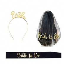 Bride To Be Sash And Hen Party Accessories Kit - Includes Sash, Tiara, Bride Veil With Comb, Ideal For Bridal Showers, Bachelorette Parties, And Weddings - Perfect For Brides-To-Be,3 Packs