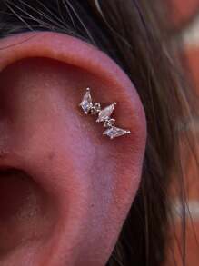 1 Peça Brinco Pequeno Marquise de Prata 925 Sterling com Bola Colorida, de Costas Planas, Declaração, Piercing de Cartilagem Hélix, Joias Finas para Uso Diário, Casamento, Festa, Noivado, Aniversário, Dia dos Namorados
