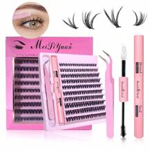 190 PCS DIY Cluster Lashes Extension Kit - Professional-Grade Adhesive & Curler, Natural To Glam Volume Reusable Clusters, Long-Lasting At-Home Salon Set For Beginners