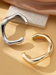 1 Brazalete asimétrico con forma de ola de lava, brazalete dorado, brazalete plateado, brazalete abierto de diseño exclusivo y creativo