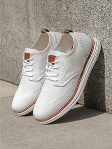 Men's Spring Summer Dress AirEase  Mesh Oxfords Sneakers Casual Dress Lace-Up  Walking Shoes - White - View 2