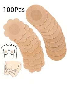 100pcs Disposable Nipple Covers, Seamless Breathable Self-Adhesive Invisible Bra, Women's Lingerie & Underwear Accessories