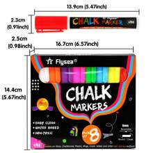 8-Color 16mm Liquid Chalk Pens In Box, Washable And Wet Wipeable, Suitable For Chalkboard, Blackboard, Whiteboard, LED Glass Window, Car Window Painting, Fluorescent Marker Pen Back To School
