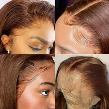 #4 Brown Lace Front Wigs Human Hair Body Wave 13x4 HD Chocolate Brown Lace Front Wig Human Hair Glueless Light Brown Wig Human Hair Pre Plucked 200 Density Colored Wigs For  Women - Chocolate Brown - View 4