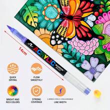 24/72/240 色丙烯颜料马克笔画笔织物岩石画笔石材陶瓷玻璃画布木工学校美术用品文具，毕业派对装饰用丙烯马克笔，母亲节礼物 - 软毛刷头可堆叠刷子，光滑涂鸦办公用品，多表面绘图工具